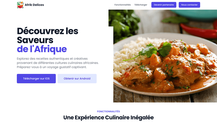 Afrik Delices - African cuisine e-commerce platform developed by Prestilien Pindoh