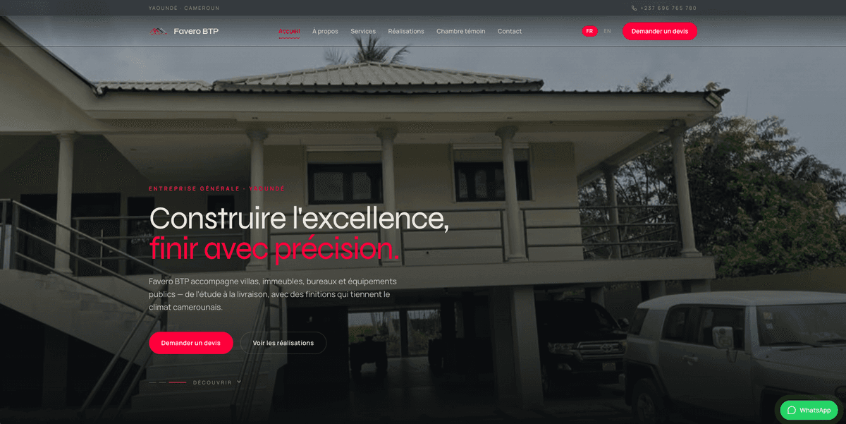 Favero BTP website hero